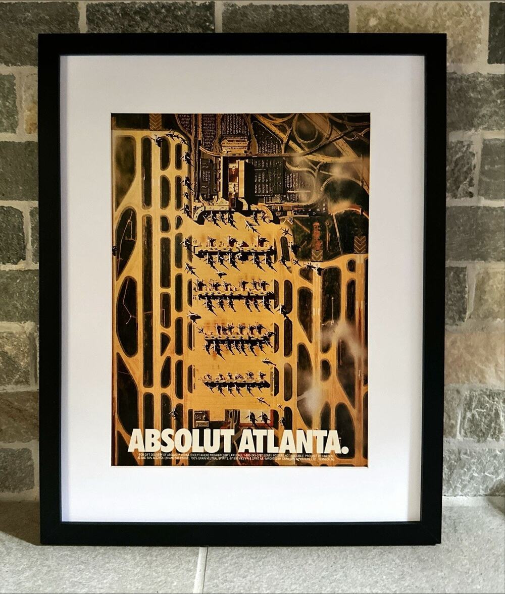 Framed 1992 Absolut Vodka Advertisement Atlanta Hartsfield Jackson Airport